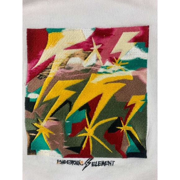 Element x Bad Brains Hoodie Men M White Pullover Embroider Graphic Collab Hooded - Picture 3 of 8